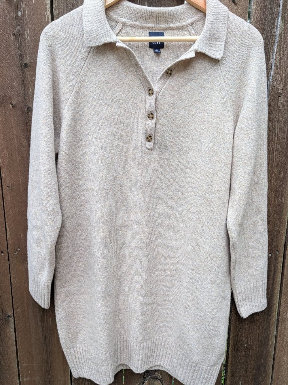 Gap CashSoft Polo Sweater Mini Dress Cobblestone Size Medium NWT